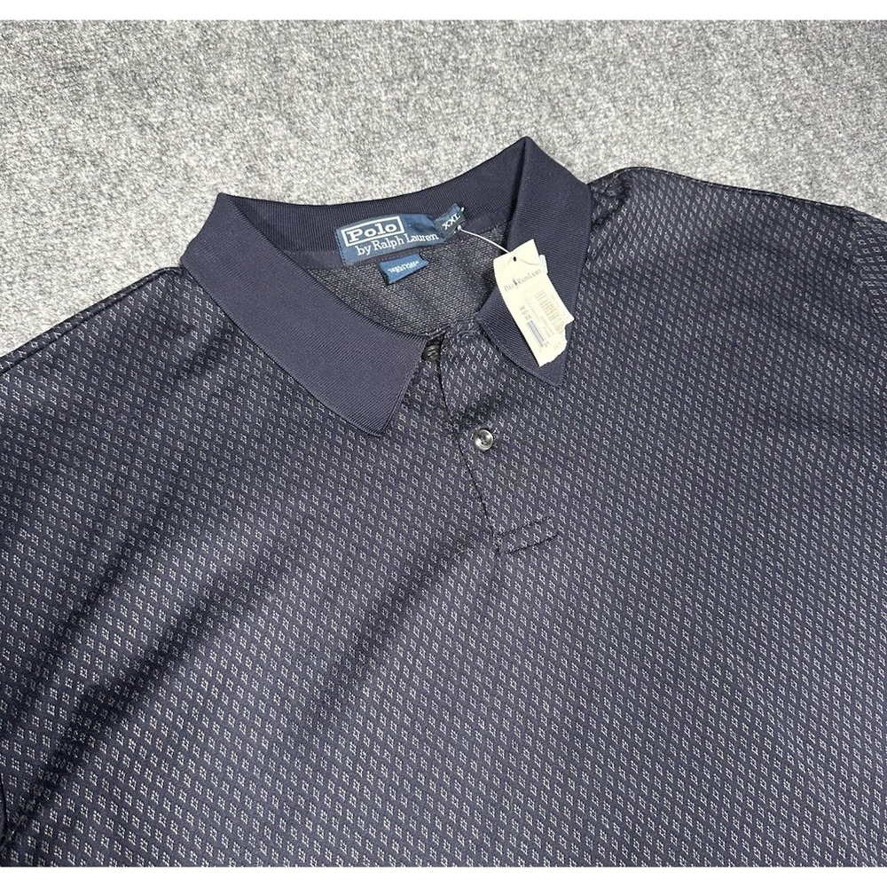 VTG Polo Ralph Lauren Mens 2XL Blue Geometric Lightweight 100% Pima Cotton Shirt